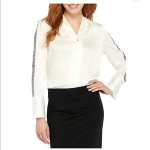 THE LIMITED Trimmed Bell Cuff Blouse, Marshmallow